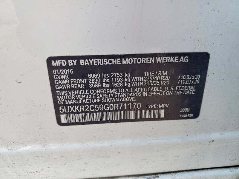 Aukcja sprzedaży 2016 Bmw X5, vin: 5UXKR2C59G0R71170, numer aukcji: 75500845