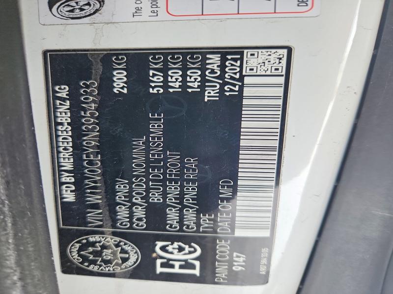 Продаж на аукціоні авто 2022 Mercedes Benz Metris, vin: W1YV0CEY9N3954933, номер лоту: 72860085