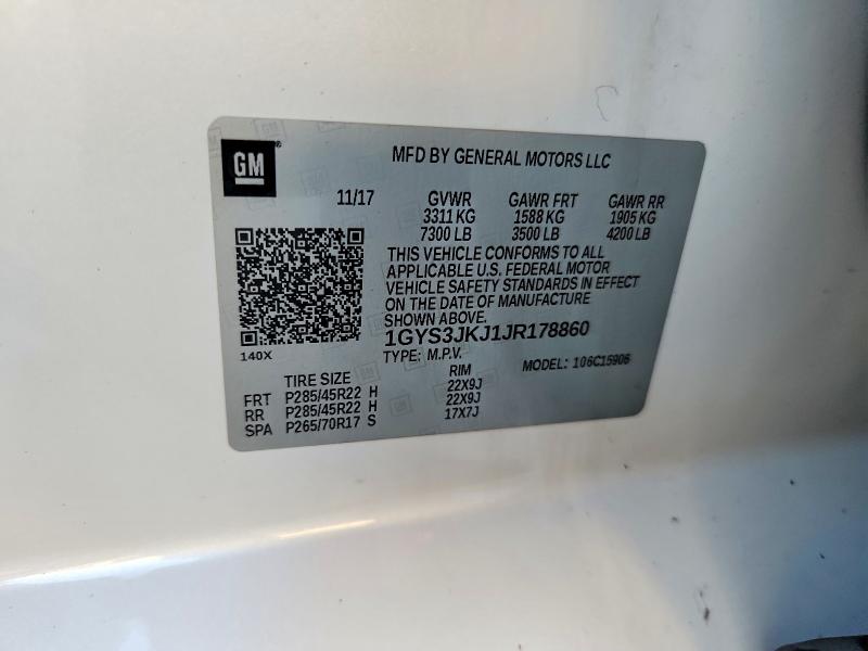 Aukcja sprzedaży 2018 Cadillac Escalade E, vin: 1GYS3JKJ1JR178860, numer aukcji: 99638185