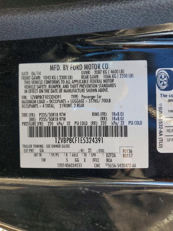 Aukcja sprzedaży 2014 Ford Mustang, vin: 1ZVBP8CF1E5324391, numer aukcji: 75384005