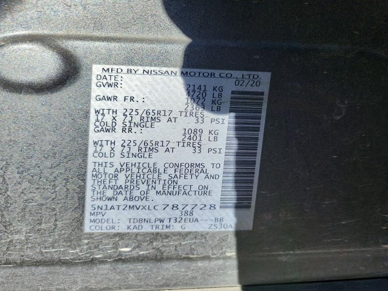 Продажа на аукционе авто 2020 Nissan Rogue, vin: 5N1AT2MVXLC787728, номер лота: 74821645