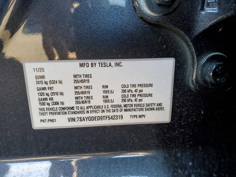 2026 Tesla Model Y მანქანა იყიდება აუქციონზე, vin: 7SAYGDED9TF542319, აუქციონის ნომერი: 72252325