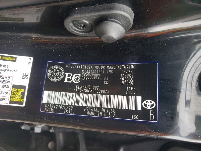 95197005 :رقم المزاد ، 5YFB4MDE6PP038875 vin ، 2023 Toyota Corolla مزاد بيع