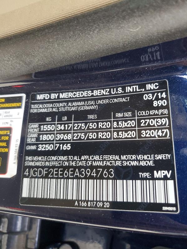 Aukcja sprzedaży 2014 Mercedes-benz Gl, vin: 4JGDF2EE6EA394763, numer aukcji: 74080595