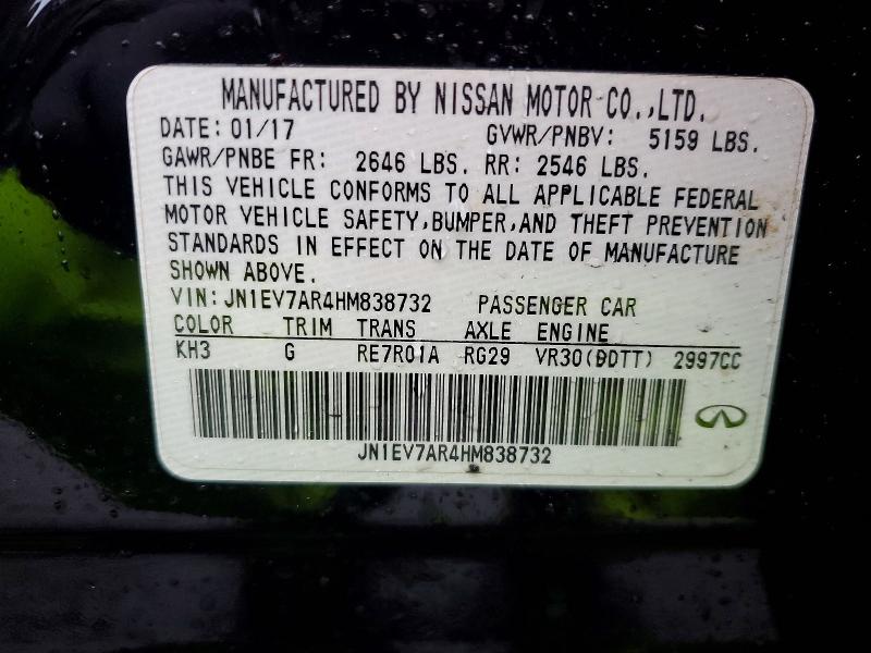 Aukcja sprzedaży 2017 Infiniti Q50, vin: JN1EV7AR4HM838732, numer aukcji: 98092485