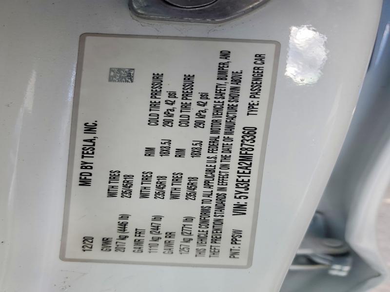 Продажа на аукционе авто 2021 Tesla Model 3, vin: 5YJ3E1EA2MF873360, номер лота: 98456045