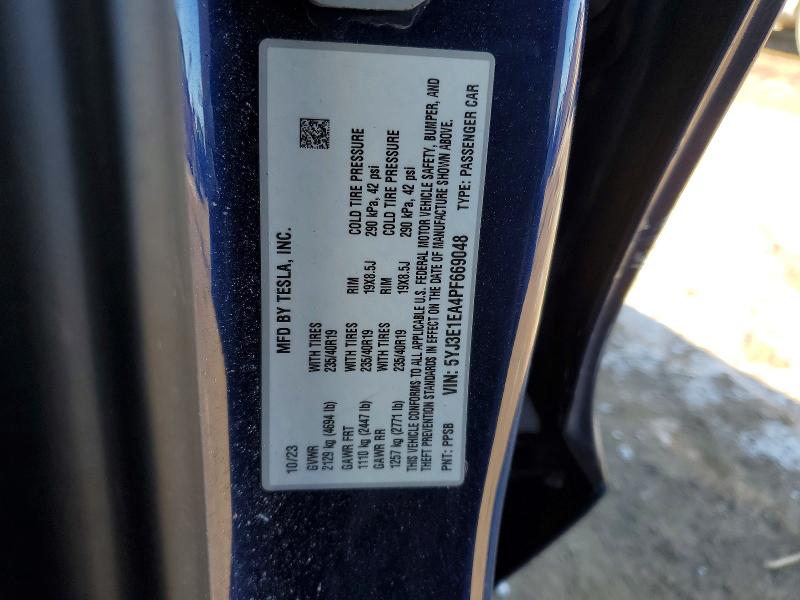 2023 Tesla Model 3 მანქანა იყიდება აუქციონზე, vin: 5YJ3E1EA4PF669048, აუქციონის ნომერი: 73303195