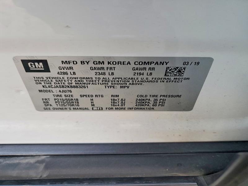 Продажа на аукционе авто 2019 Buick Encore, vin: KL4CJASB2KB883261, номер лота: 75453785