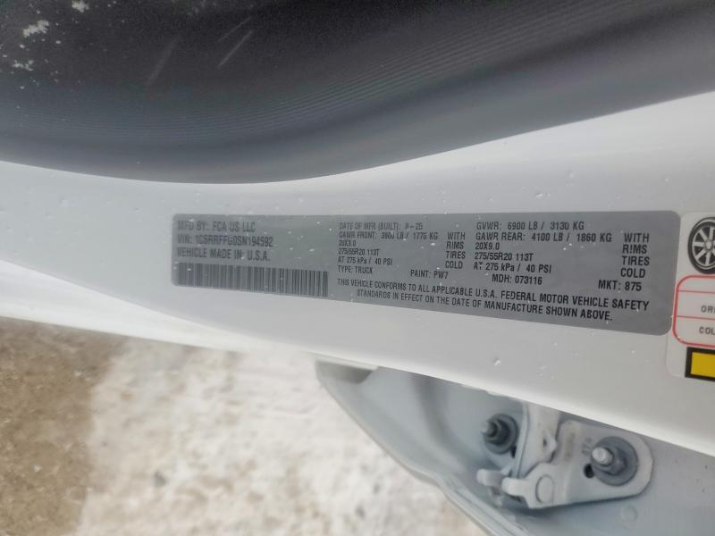Продажа на аукционе авто 2025 Ram 1500, vin: 1C6RRFFG0SN194692, номер лота: 98587895