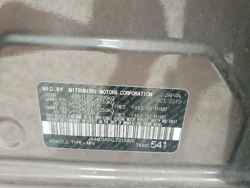 Продаж на аукціоні авто 2020 Mitsubishi Outlander, vin: JA4AD3A3XLZ015800, номер лоту: 98876285