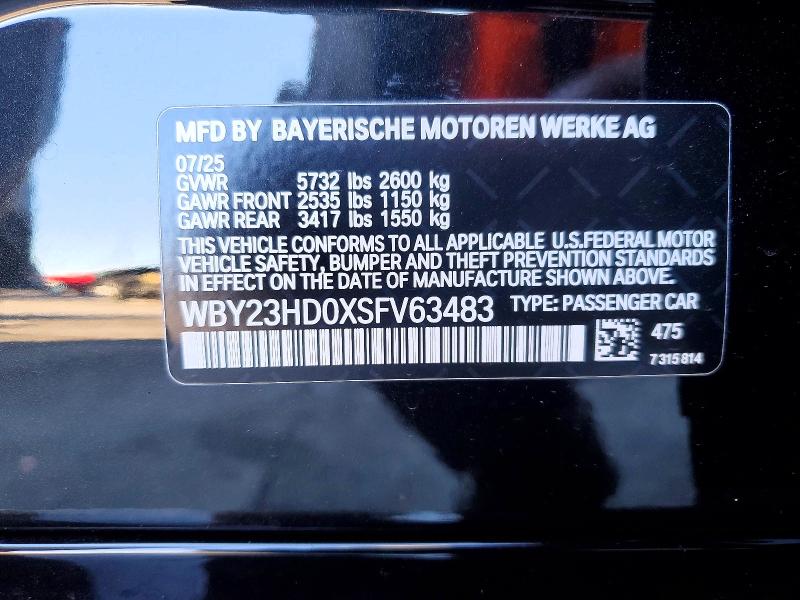 Aukcja sprzedaży 2025 Bmw I4, vin: WBY23HD0XSFV63483, numer aukcji: 99682615