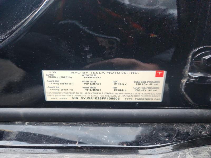 Aukcja sprzedaży 2015 Tesla Model S, vin: 5YJSA1E28FF109905, numer aukcji: 98585305