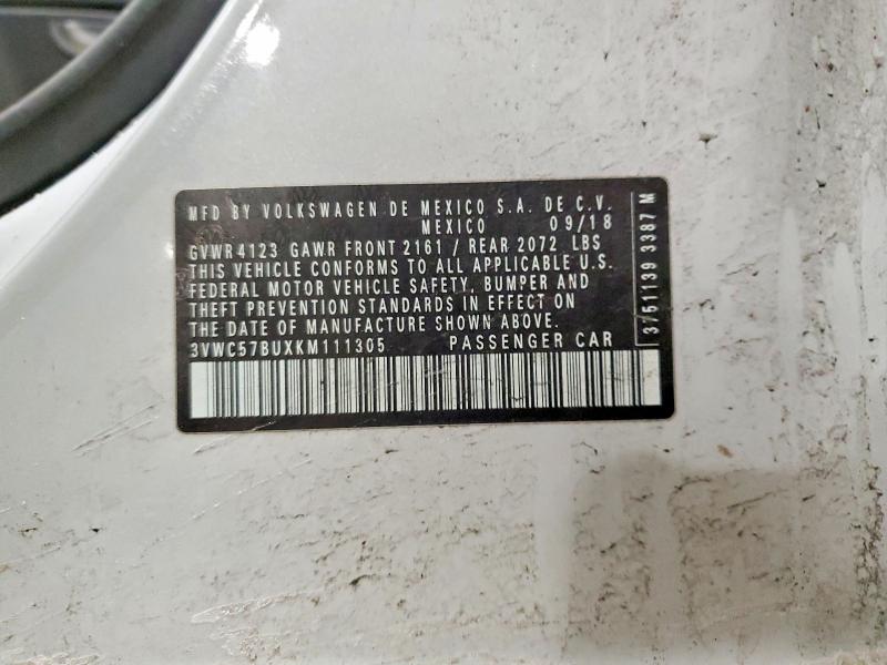 Aukcja sprzedaży 2019 Volkswagen Jetta, vin: 3VWC57BUXKM111305, numer aukcji: 99212635