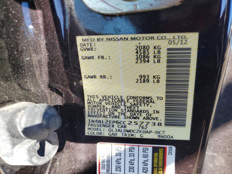 Продаж на аукціоні авто 2012 Nissan Altima, vin: 1N4BL2EP6CC257738, номер лоту: 98851415