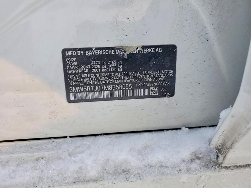 Продаж на аукціоні авто 2021 Bmw Motorrad 330xi, vin: 3MW5R7J07M8B58055, номер лоту: 74990465