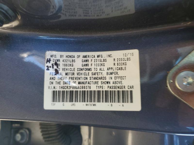 72896965 :رقم المزاد ، 1HGCR2F88GA086076 vin ، 2016 Honda Accord مزاد بيع
