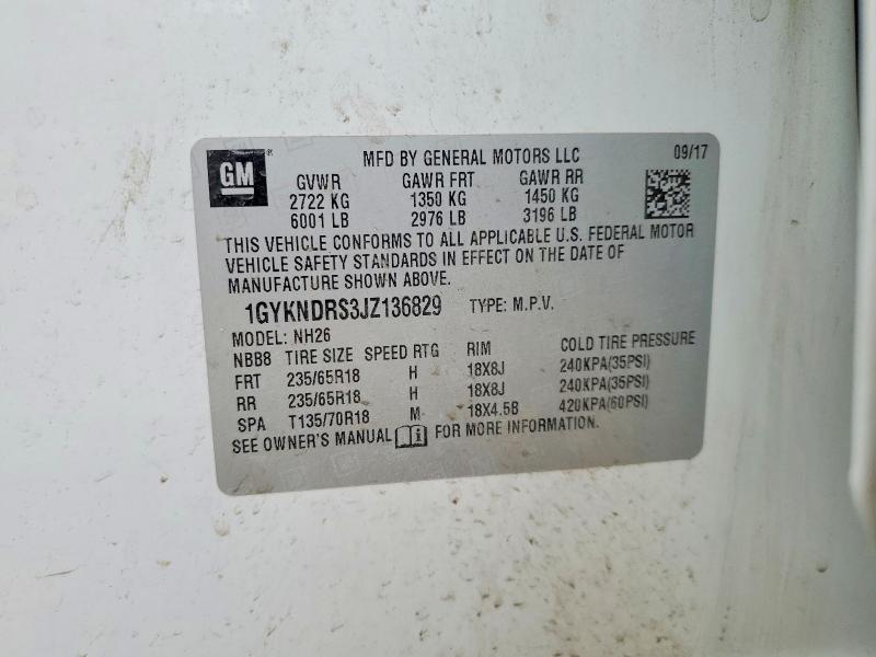 73922755 :رقم المزاد ، 1GYKNDRS3JZ136829 vin ، 2018 Cadillac Xt5 مزاد بيع