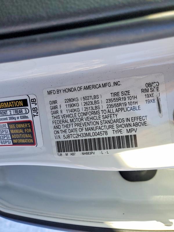 Продаж на аукціоні авто 2021 Acura Rdx, vin: 5J8TC2H33ML004578, номер лоту: 73096435