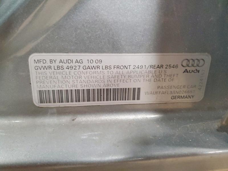 2010 Audi A4 მანქანა იყიდება აუქციონზე, vin: WAUFFAFL3AN026657, აუქციონის ნომერი: 75184985