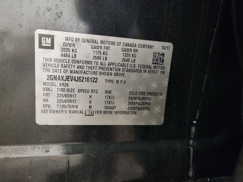 2018 Chevrolet Equinox მანქანა იყიდება აუქციონზე, vin: 2GNAXJEV4J6216122, აუქციონის ნომერი: 75203425