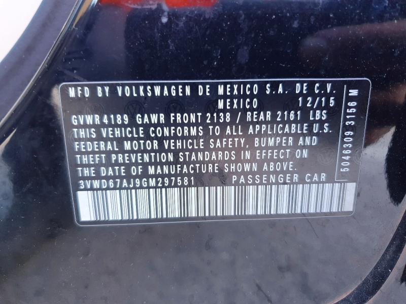 73231995 :رقم المزاد ، 3VWD67AJ9GM297581 vin ، 2016 Volkswagen Jetta مزاد بيع