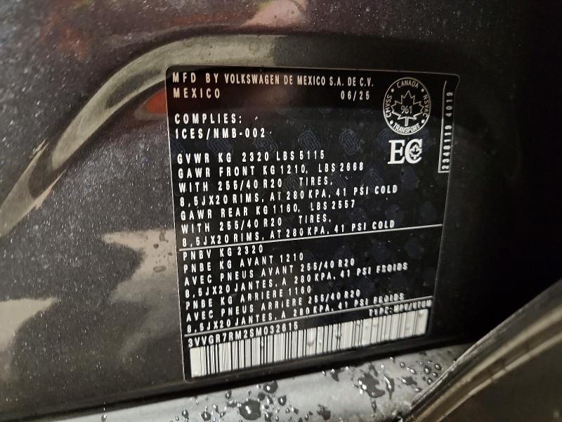 99564535 :رقم المزاد ، 3VVGR7RM2SM032615 vin ، 2025 Volkswagen Tiguan مزاد بيع