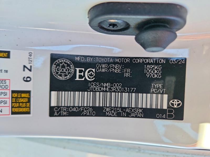 2024 Toyota Corolla მანქანა იყიდება აუქციონზე, vin: JTDBDMHE3R3013177, აუქციონის ნომერი: 74726345