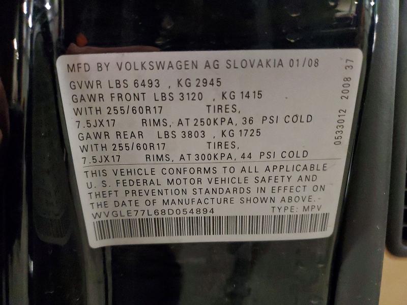 99568755 :رقم المزاد ، WVGLE77L68D054894 vin ، 2008 Volkswagen Touareg 2 مزاد بيع