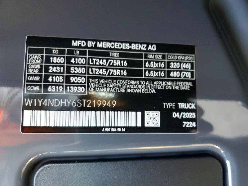 Продажа на аукционе авто 2025 Mercedes-benz Sprinter, vin: W1Y4NDHY6ST219949, номер лота: 74827415