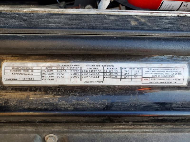 Продаж на аукціоні авто 2022 Kenworth T680, vin: 1XKYD49X1NJ145326, номер лоту: 72663275