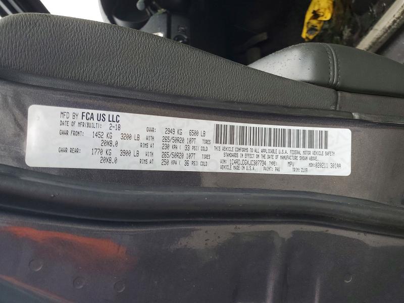 Aukcja sprzedaży 2018 Dodge Durango, vin: 1C4RDJDGXJC307734, numer aukcji: 73981135
