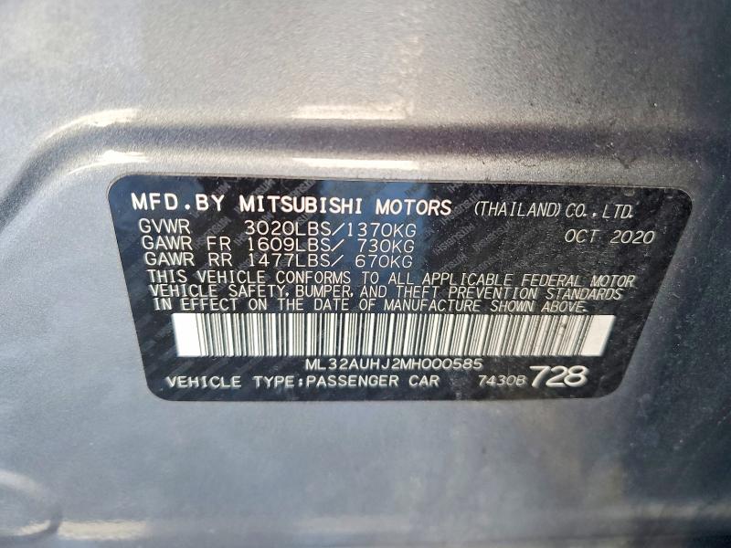 Продаж на аукціоні авто 2021 Mitsubishi Mirage, vin: ML32AUHJ2MH000585, номер лоту: 73829715
