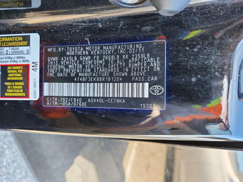 Aukcja sprzedaży 2011 Toyota Camry, vin: 4T4BF3EK8BR181204, numer aukcji: 73494005