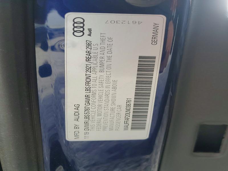 2020 Audi S6 მანქანა იყიდება აუქციონზე, vin: WAUFFAF20LN038761, აუქციონის ნომერი: 75297765