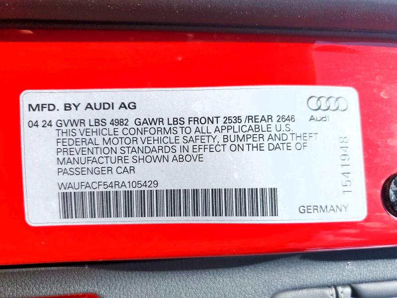 Aukcja sprzedaży 2024 Audi A5, vin: WAUFACF54RA105429, numer aukcji: 99468675