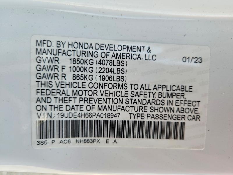 2023 Acura Integra მანქანა იყიდება აუქციონზე, vin: 19UDE4H66PA018947, აუქციონის ნომერი: 74624415