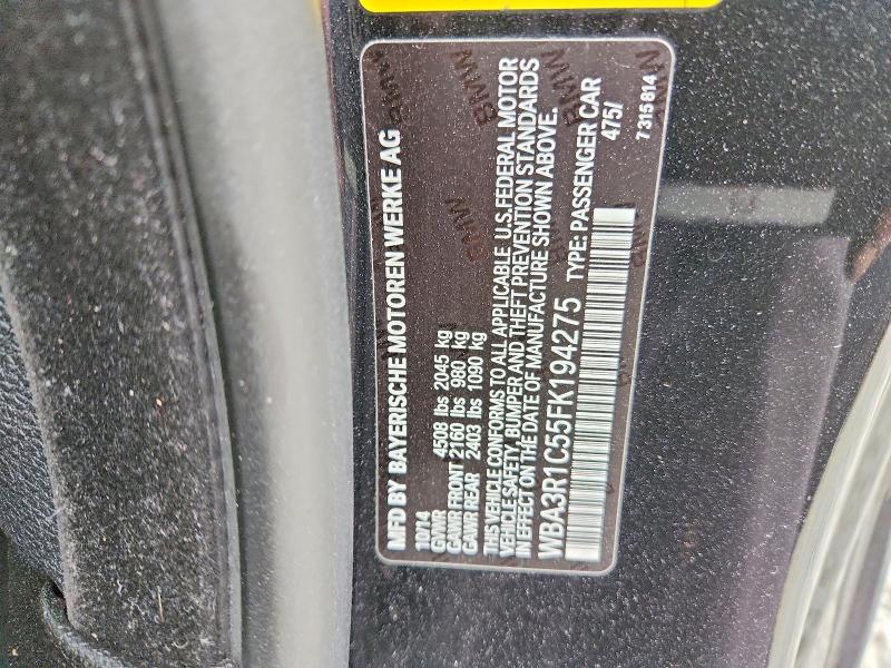 Aukcja sprzedaży 2015 Bmw 435, vin: WBA3R1C55FK194275, numer aukcji: 98031045