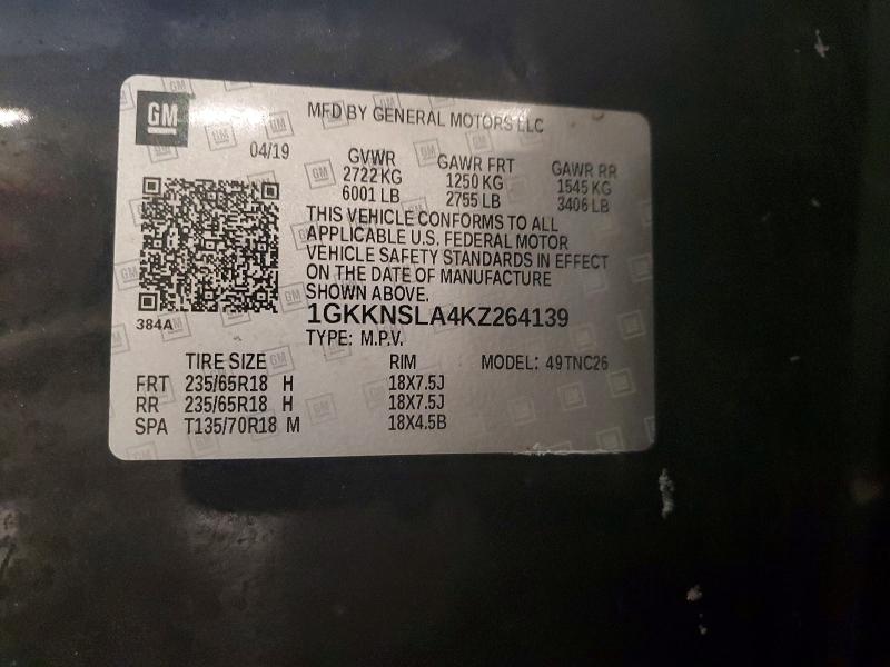 Продажа на аукционе авто 2019 Gmc Acadia, vin: 1GKKNSLA4KZ264139, номер лота: 74101995