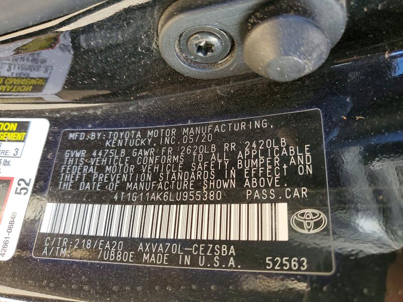 Продажа на аукционе авто 2020 Toyota Camry, vin: 4T1G11AK6LU955380, номер лота: 72681645