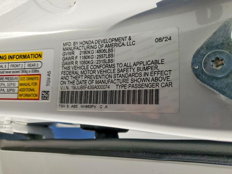 2025 Acura Tlx მანქანა იყიდება აუქციონზე, vin: 19UUB5F43SA000074, აუქციონის ნომერი: 72271555