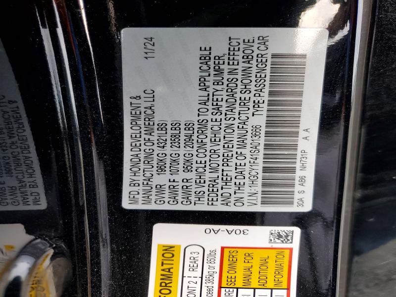 Продаж на аукціоні авто 2025 Honda Accord, vin: 1HGCY1F41SA013666, номер лоту: 72954315