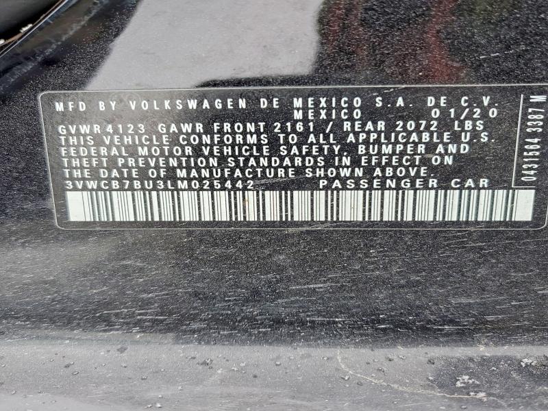 Продаж на аукціоні авто 2020 Volkswagen Jetta, vin: 3VWCB7BU3LM025442, номер лоту: 74556035