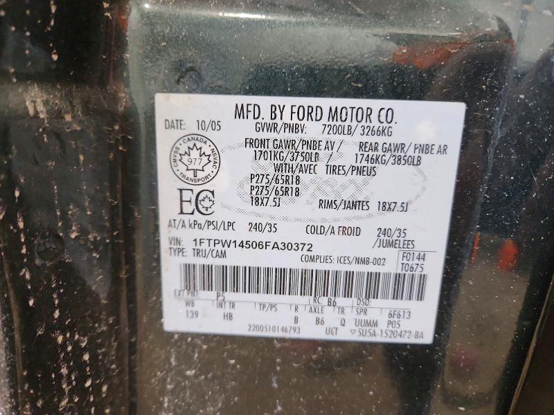 2006 Ford F150 მანქანა იყიდება აუქციონზე, vin: 1FTPW14506FA30372, აუქციონის ნომერი: 74349605
