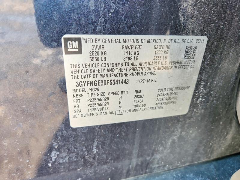 Продаж на аукціоні авто 2015 Cadillac Srx, vin: 3GYFNGE30FS641443, номер лоту: 74124055