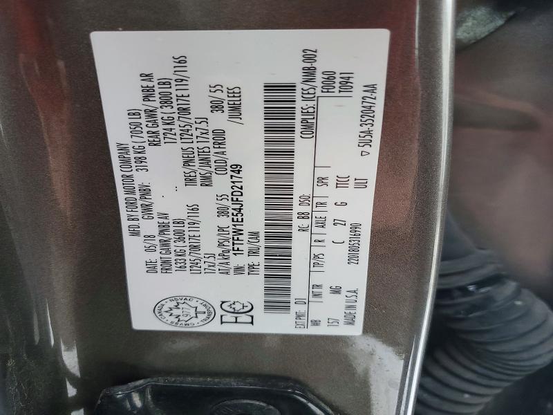 Продаж на аукціоні авто 2018 Ford F150, vin: 1FTFW1E54JFD21749, номер лоту: 99837825