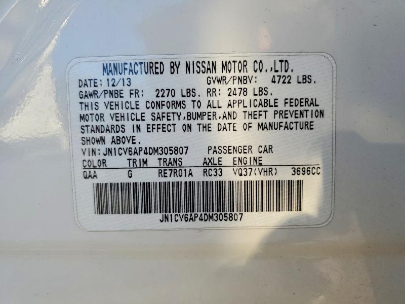 72827495 :رقم المزاد ، JN1CV6AP4DM305807 vin ، 2013 Infiniti G37 مزاد بيع