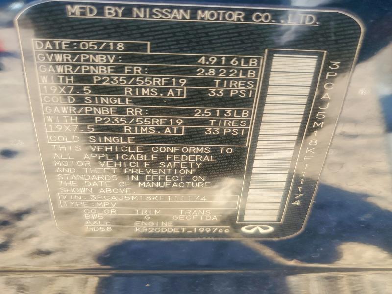 Aukcja sprzedaży 2019 Infiniti Qx50 Essen, vin: 3PCAJ5M18KF111174, numer aukcji: 72548695
