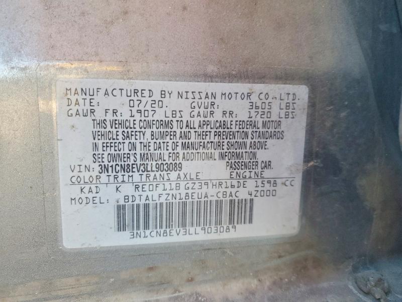 Aukcja sprzedaży 2020 Nissan Versa, vin: 3N1CN8EV3LL903089, numer aukcji: 73634195