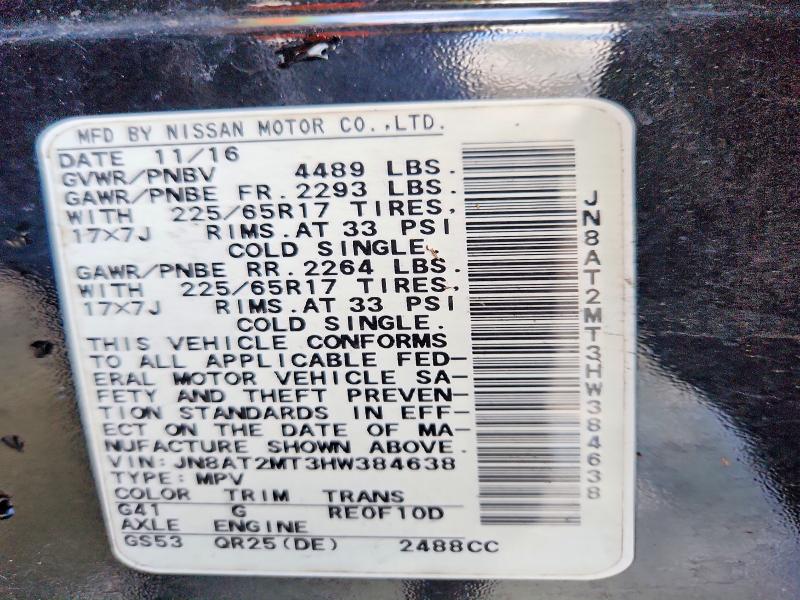 Продаж на аукціоні авто 2017 Nissan Rogue, vin: JN8AT2MT3HW384638, номер лоту: 72852445