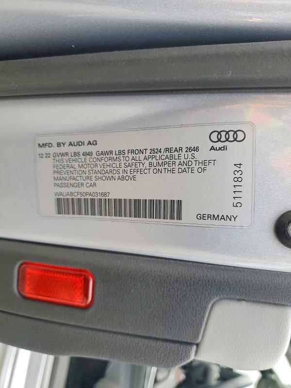 74280905 :رقم المزاد ، WAUABCF50PA031687 vin ، 2023 Audi A5 مزاد بيع